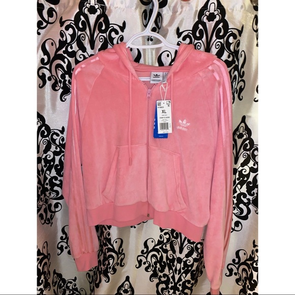 💞Adidas Velour crop sweater💕 - Picture 1 of 7